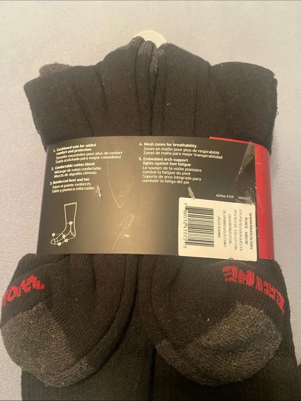 Wolverine Black Crew Heavy Duty Work Socks - 8 Pack